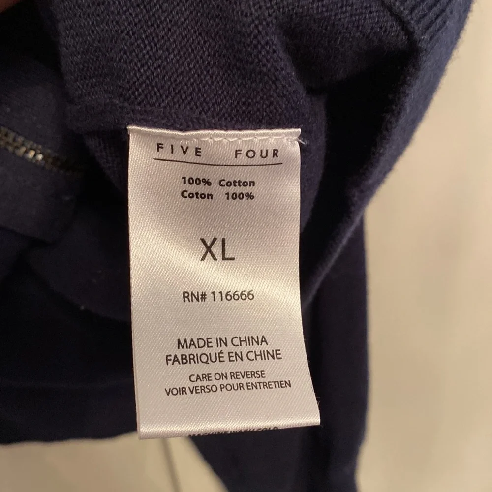 FIVE FOUR zipper cardigan with elbow patches navy blue XL - Picture 4 of 4